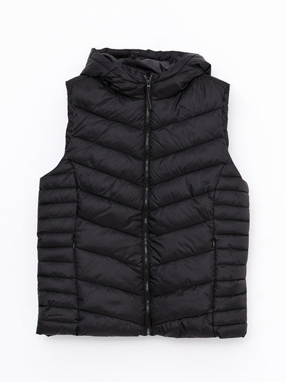 Women's Hooded Plain Puffer Vest