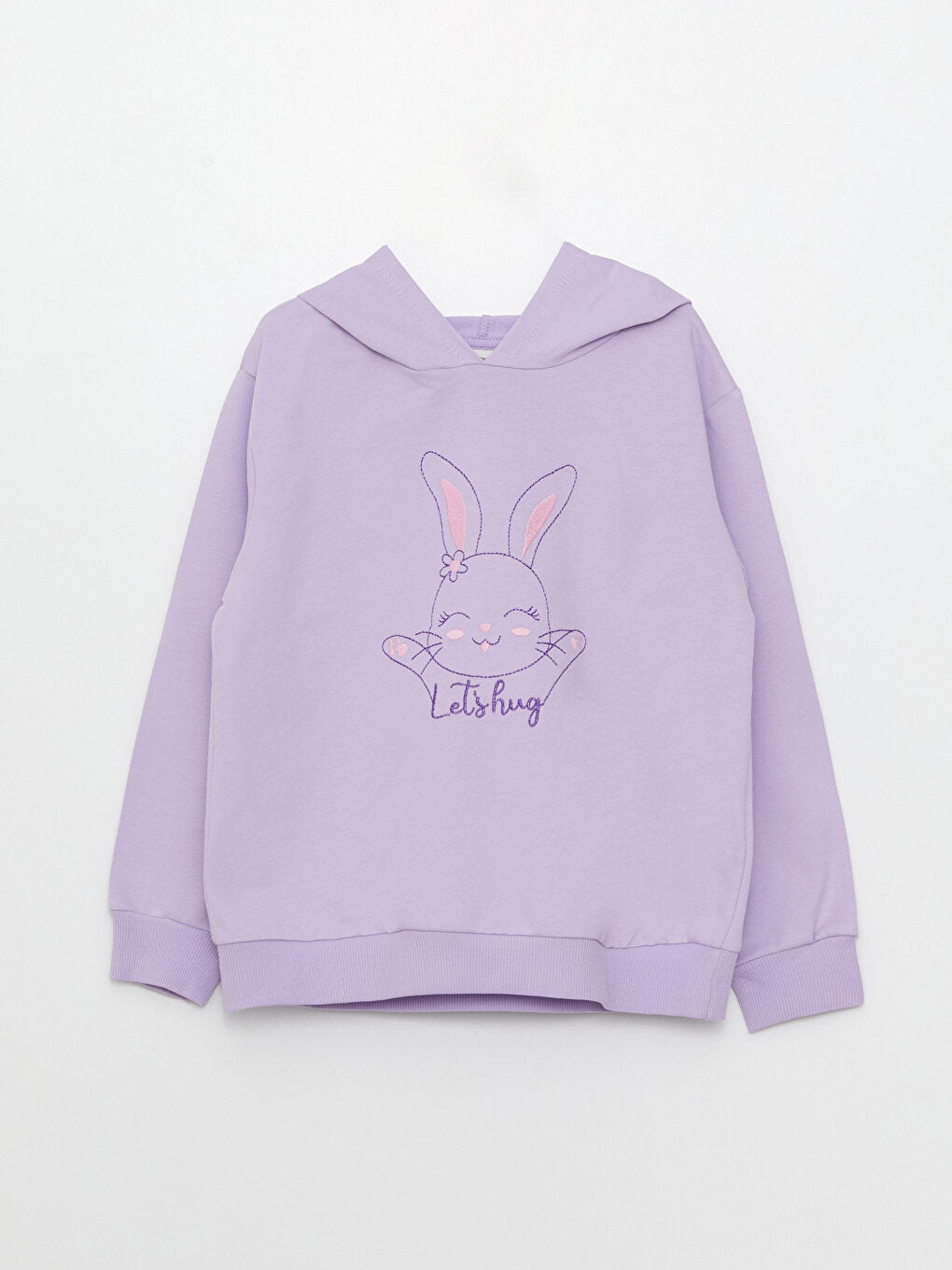 Hooded Embroidered Long Sleeve Girl's Sweatshirt