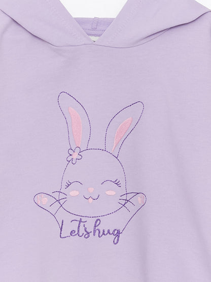 Hooded Embroidered Long Sleeve Girl's Sweatshirt