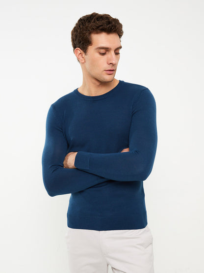 Crew Neck Long Sleeve Men's Knitwear Sweater