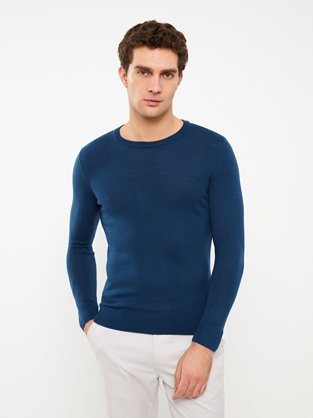 Crew Neck Long Sleeve Men's Knitwear Sweater