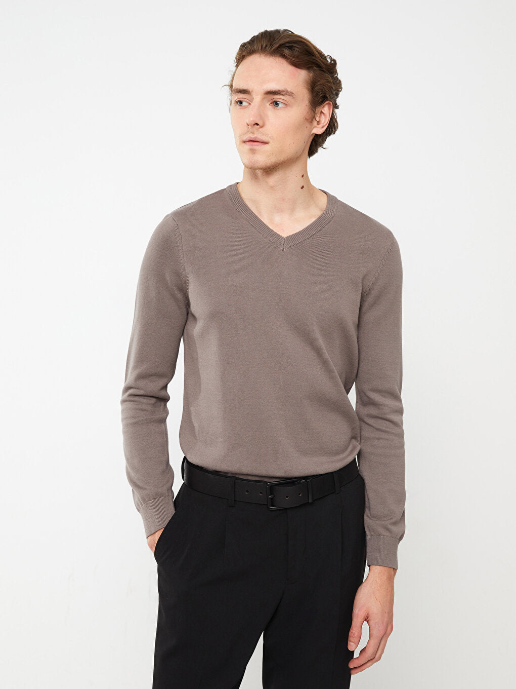 V-Neck Long Sleeve Men's Knitwear Sweater