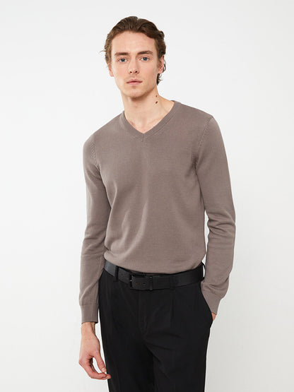 V-Neck Long Sleeve Men's Knitwear Sweater