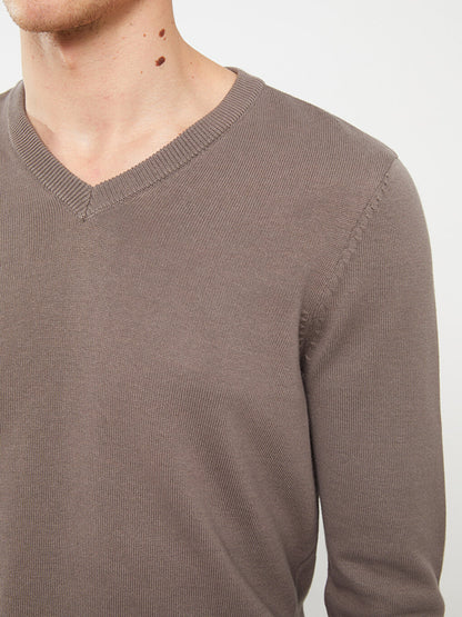 V-Neck Long Sleeve Men's Knitwear Sweater