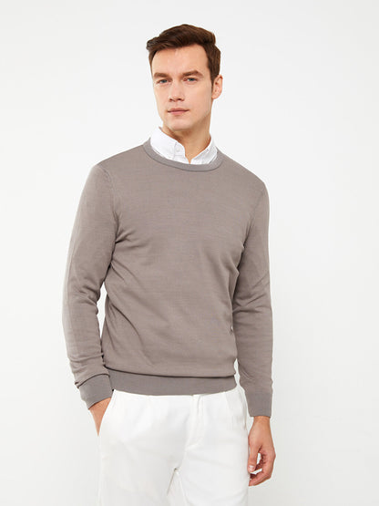 Crew Neck Long Sleeve Men's Knitwear Sweater