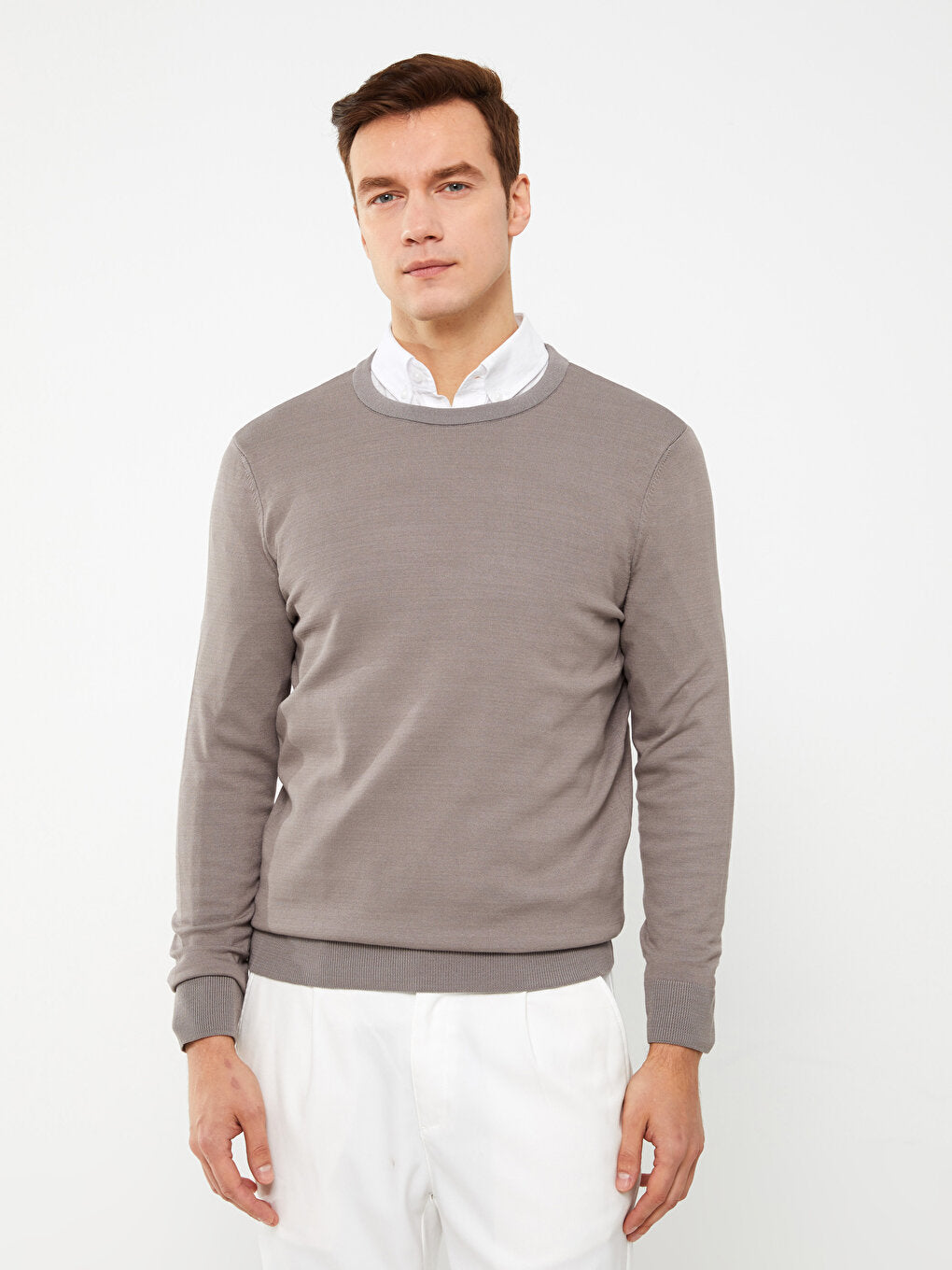 Crew Neck Long Sleeve Men's Knitwear Sweater