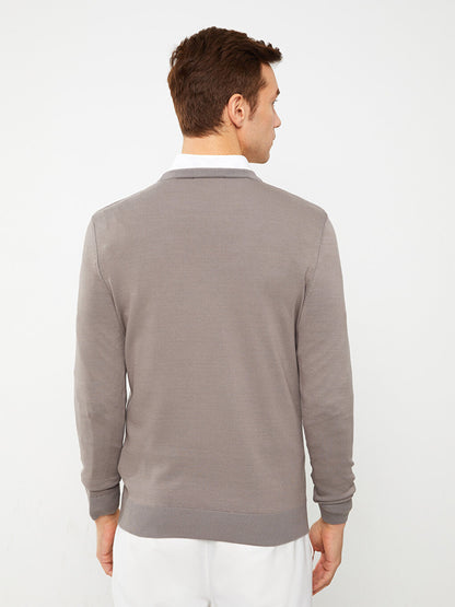 Crew Neck Long Sleeve Men's Knitwear Sweater