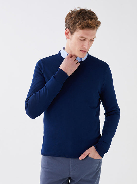 Crew Neck Long Sleeve Men's Knitwear Sweater