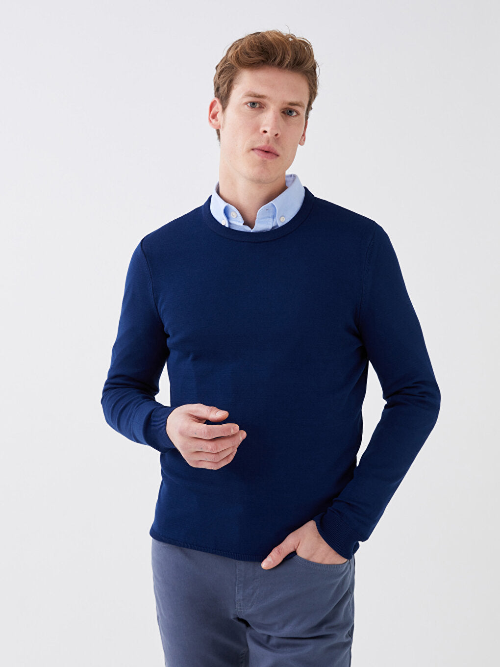 Crew Neck Long Sleeve Men's Knitwear Sweater