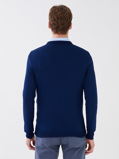 Crew Neck Long Sleeve Men's Knitwear Sweater