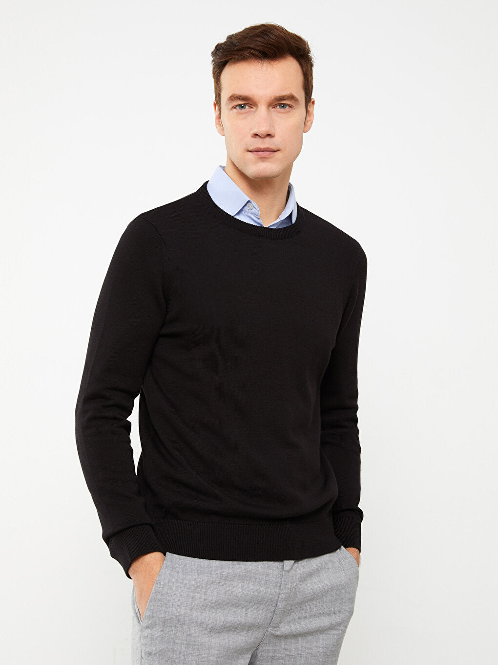 Crew Neck Long Sleeve Men's Knitwear Sweater