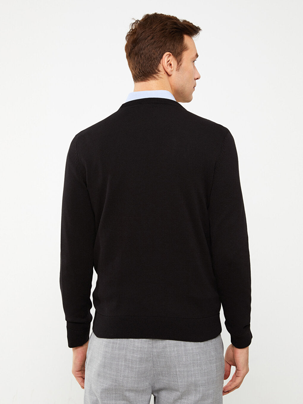 Crew Neck Long Sleeve Men's Knitwear Sweater