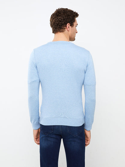 Crew Neck Long Sleeve Men's Knitwear Sweater