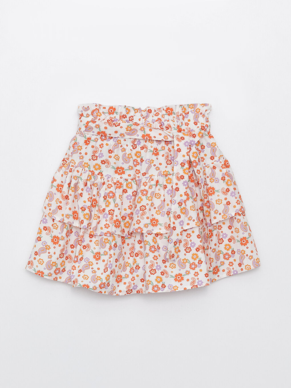 Patterned Girl's Skirt with Elastic Waist