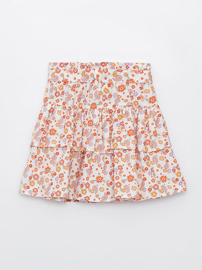 Patterned Girl's Skirt with Elastic Waist