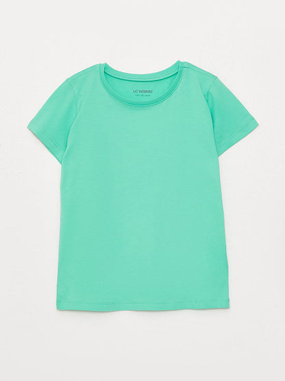 Crew Neck Basic Short Sleeve Girl's T-Shirt