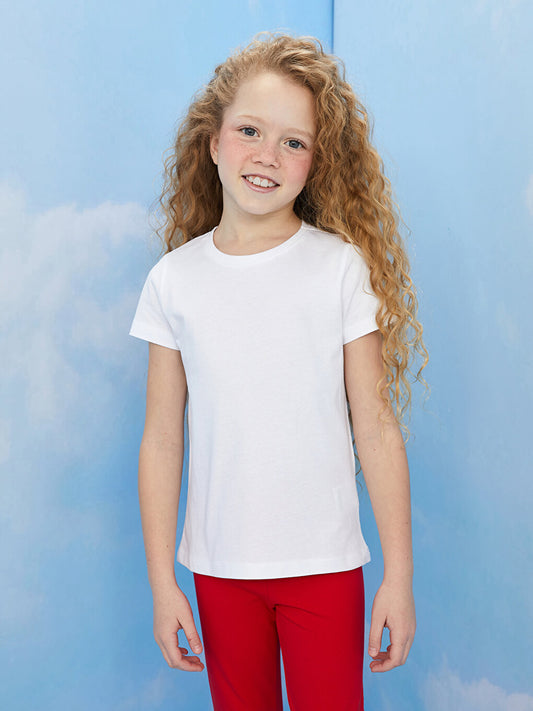 Crew Neck Basic Short Sleeve Girl's T-Shirt