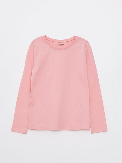 Crew Neck Basic Long Sleeve Girl's T-Shirt