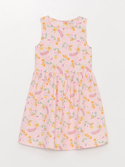 Crew Neck Patterned Girl's Dress