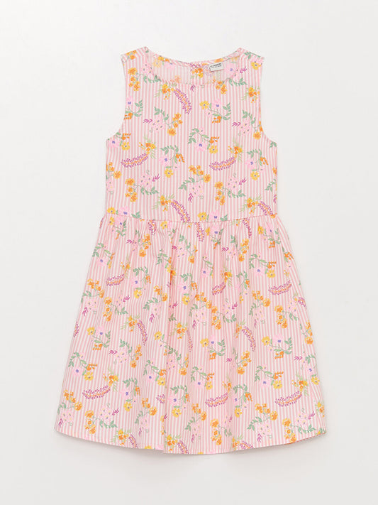 Crew Neck Patterned Girl's Dress