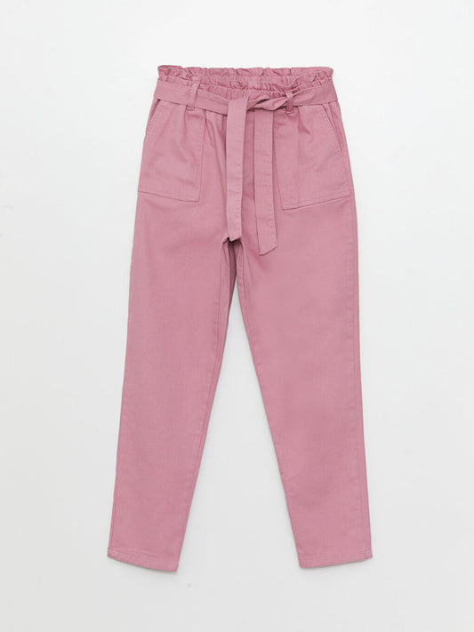 Basic Girls' Elastic Waist Trousers and Belt