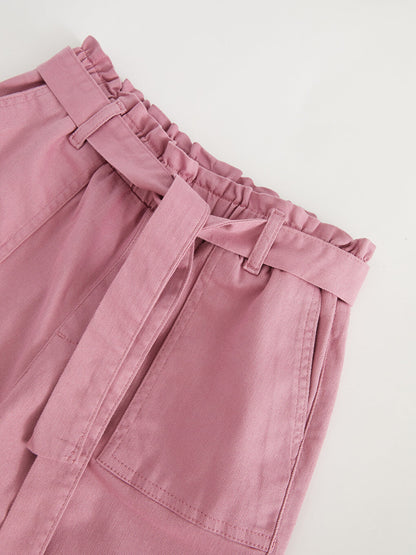 Basic Girls' Elastic Waist Trousers and Belt