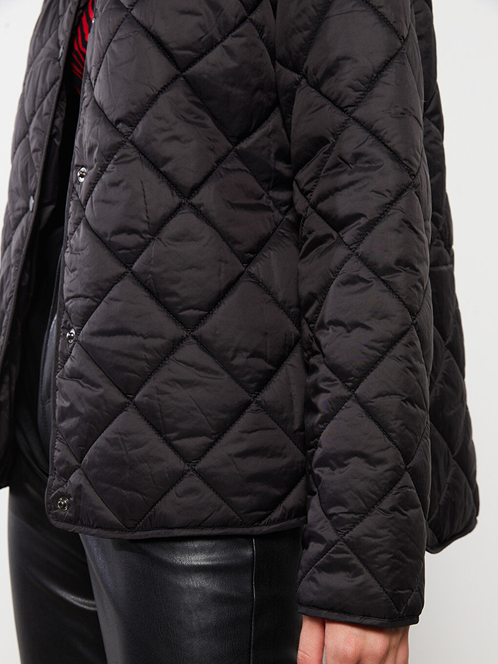 Crew Neck Quilted Patterned Long Sleeve Women's Puffer Coat