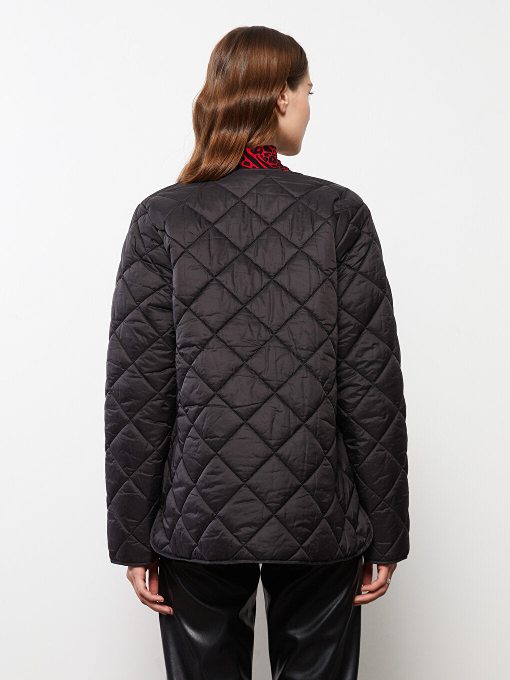 Crew Neck Quilted Patterned Long Sleeve Women's Puffer Coat