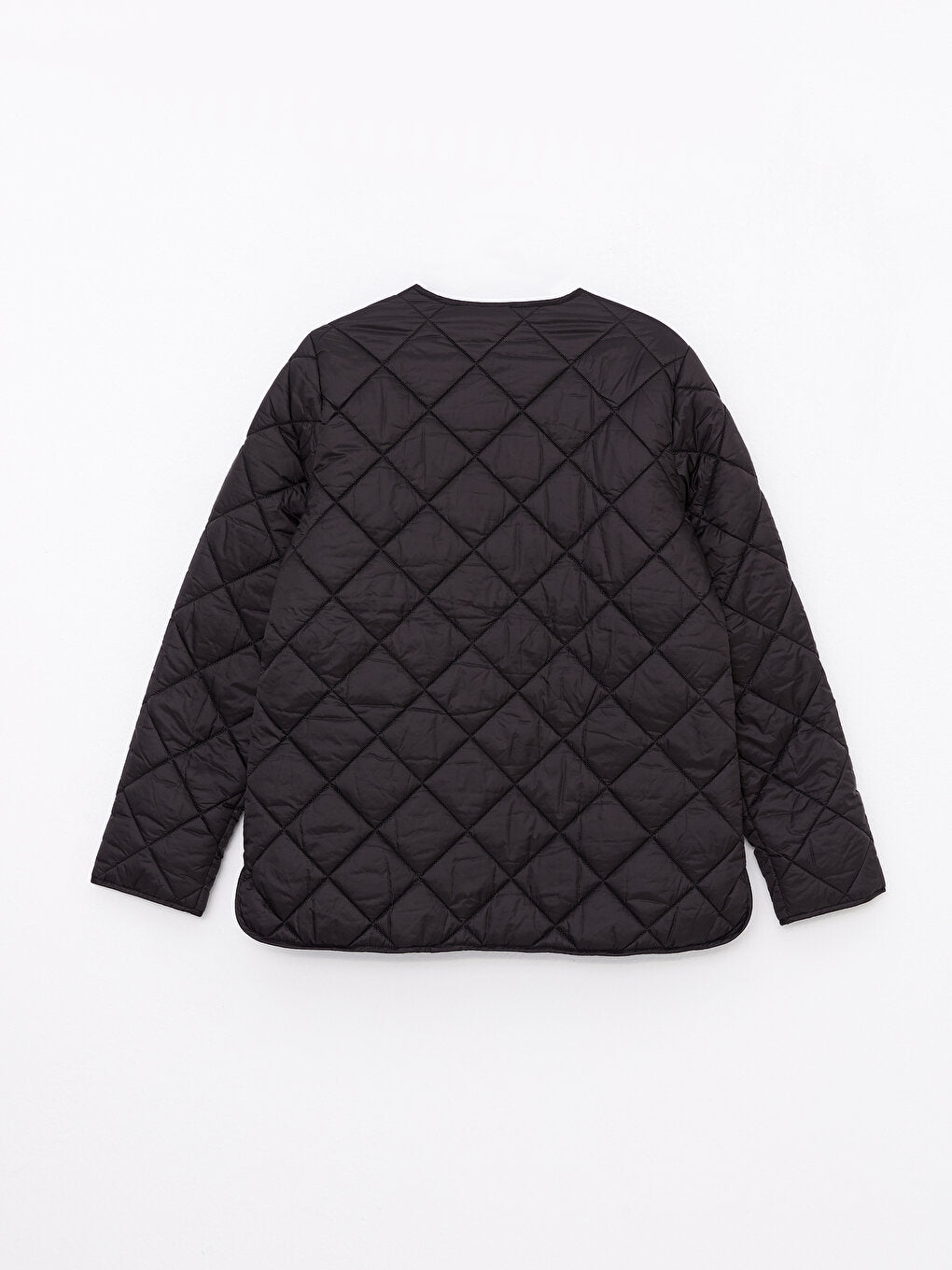 Crew Neck Quilted Patterned Long Sleeve Women's Puffer Coat