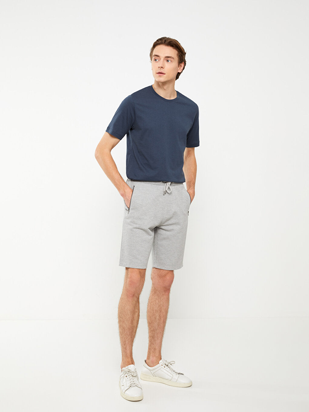 Slim Fit Men's Shorts with Tie Waist Detail