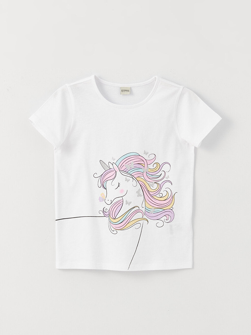 Crew Neck Printed Short Sleeve Girls' T-Shirt