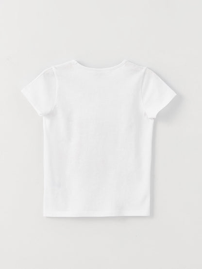 Crew Neck Printed Short Sleeve Girls' T-Shirt