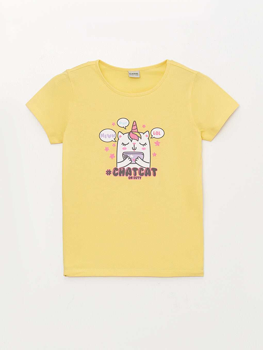 Crew Neck Printed Short Sleeve Girls' T-Shirt