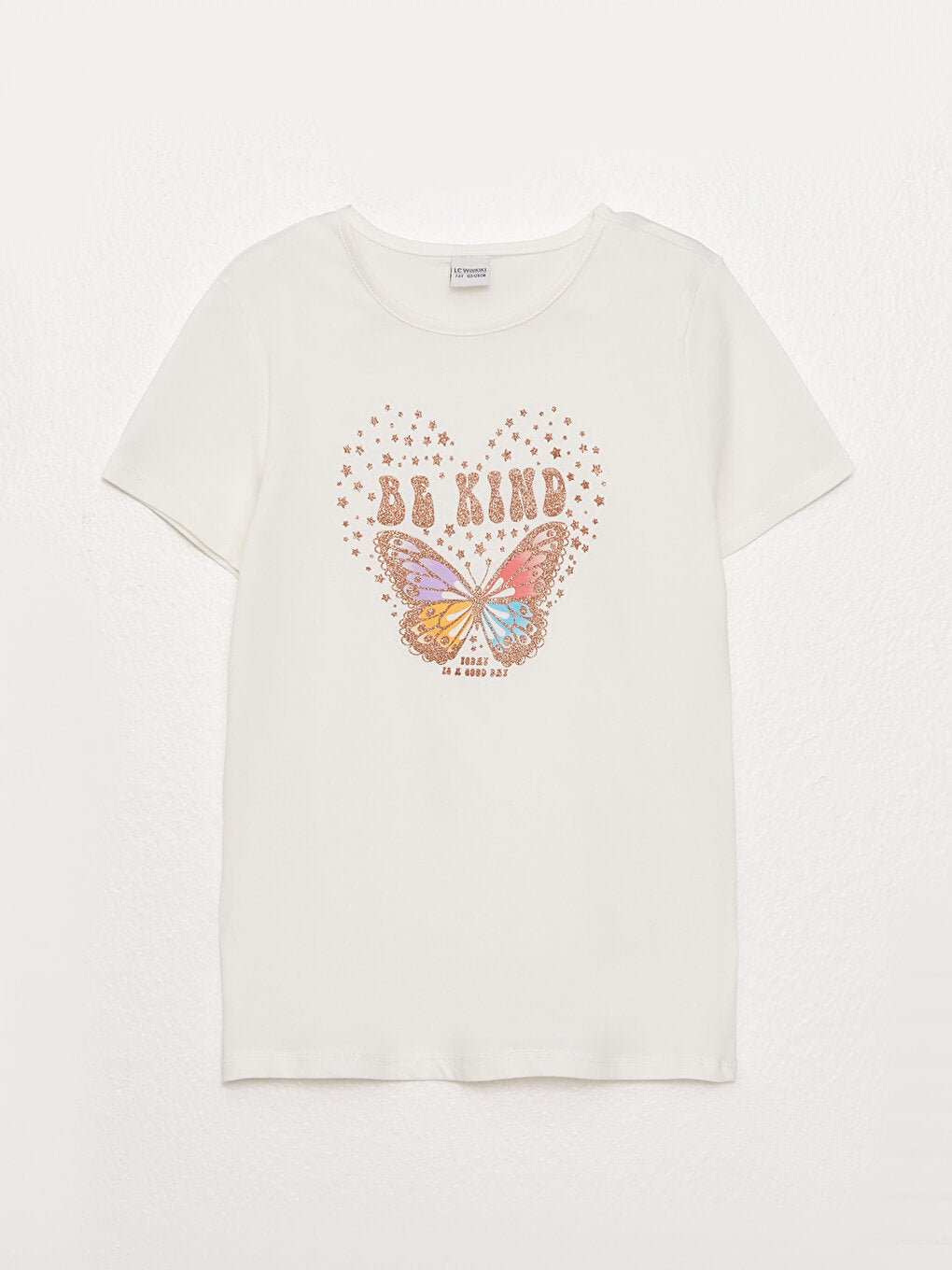 Crew Neck Printed Short Sleeve Girls' T-Shirt