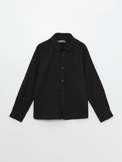 Basic Long Sleeve Gabardine Boy's Shirt