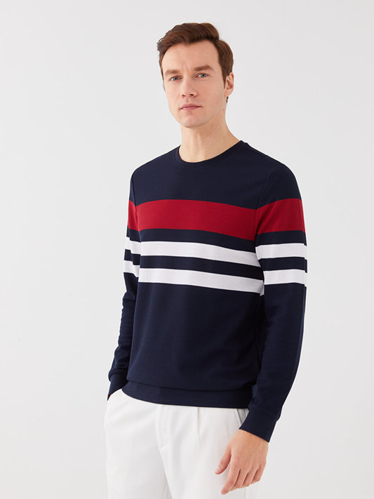 Crew Neck Long Sleeve Color Block Men's Sweatshirt