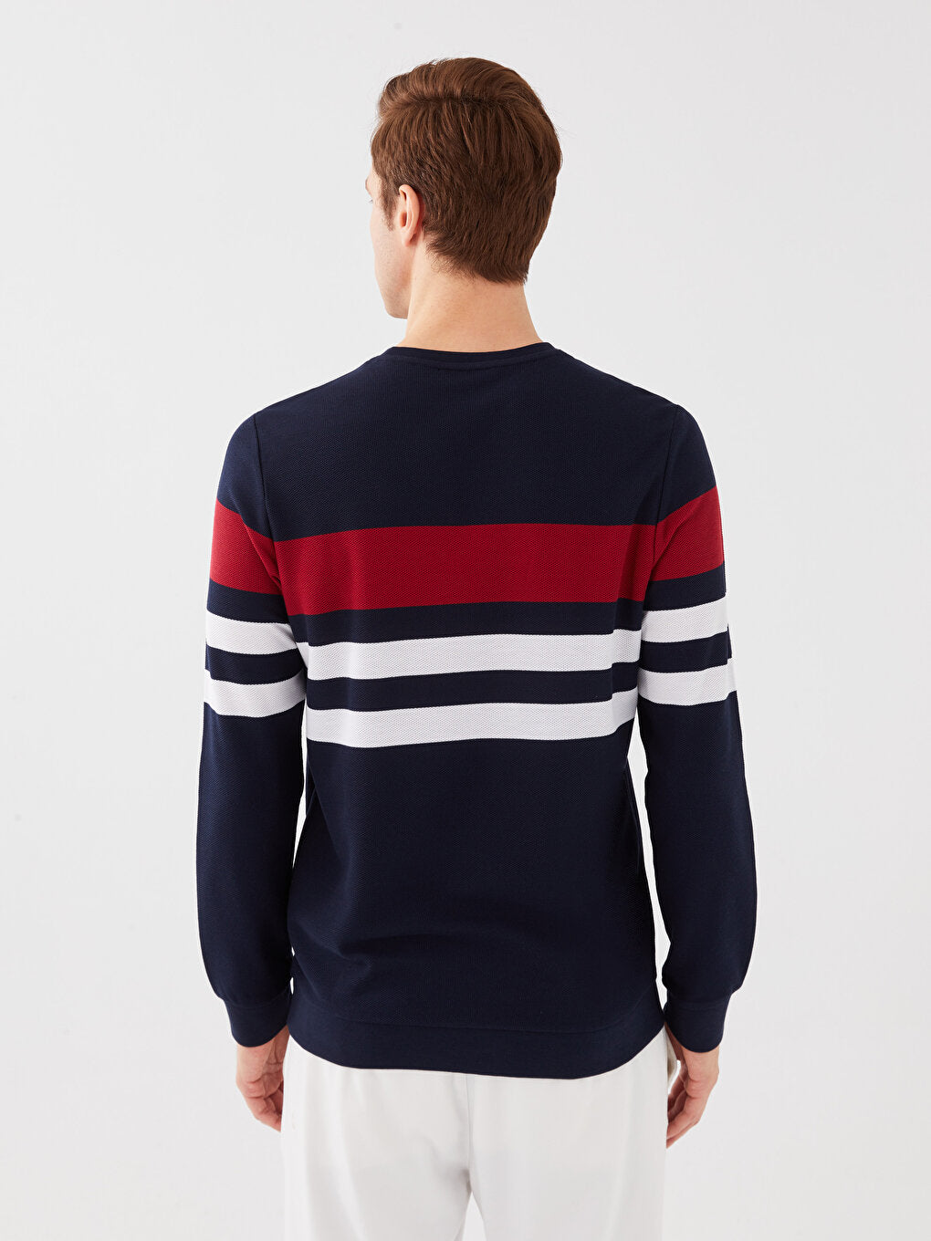 Crew Neck Long Sleeve Color Block Men's Sweatshirt