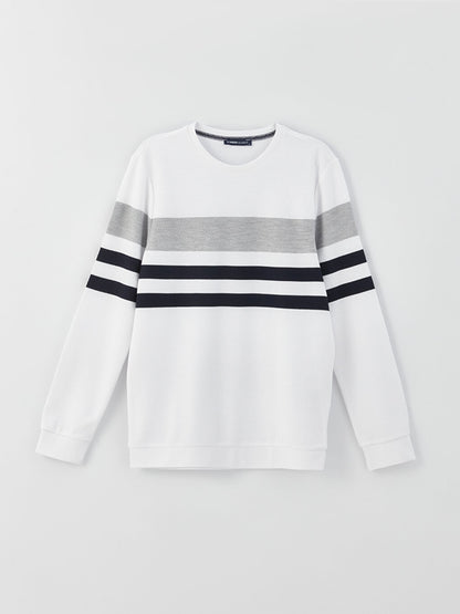 Crew Neck Long Sleeve Color Block Men's Sweatshirt