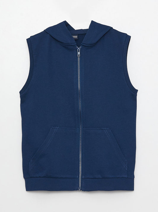 Hooded Basic Boy's Zippered Vest