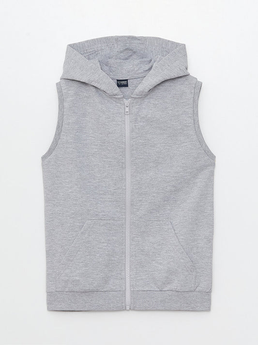 Hooded Basic Boy's Zippered Vest