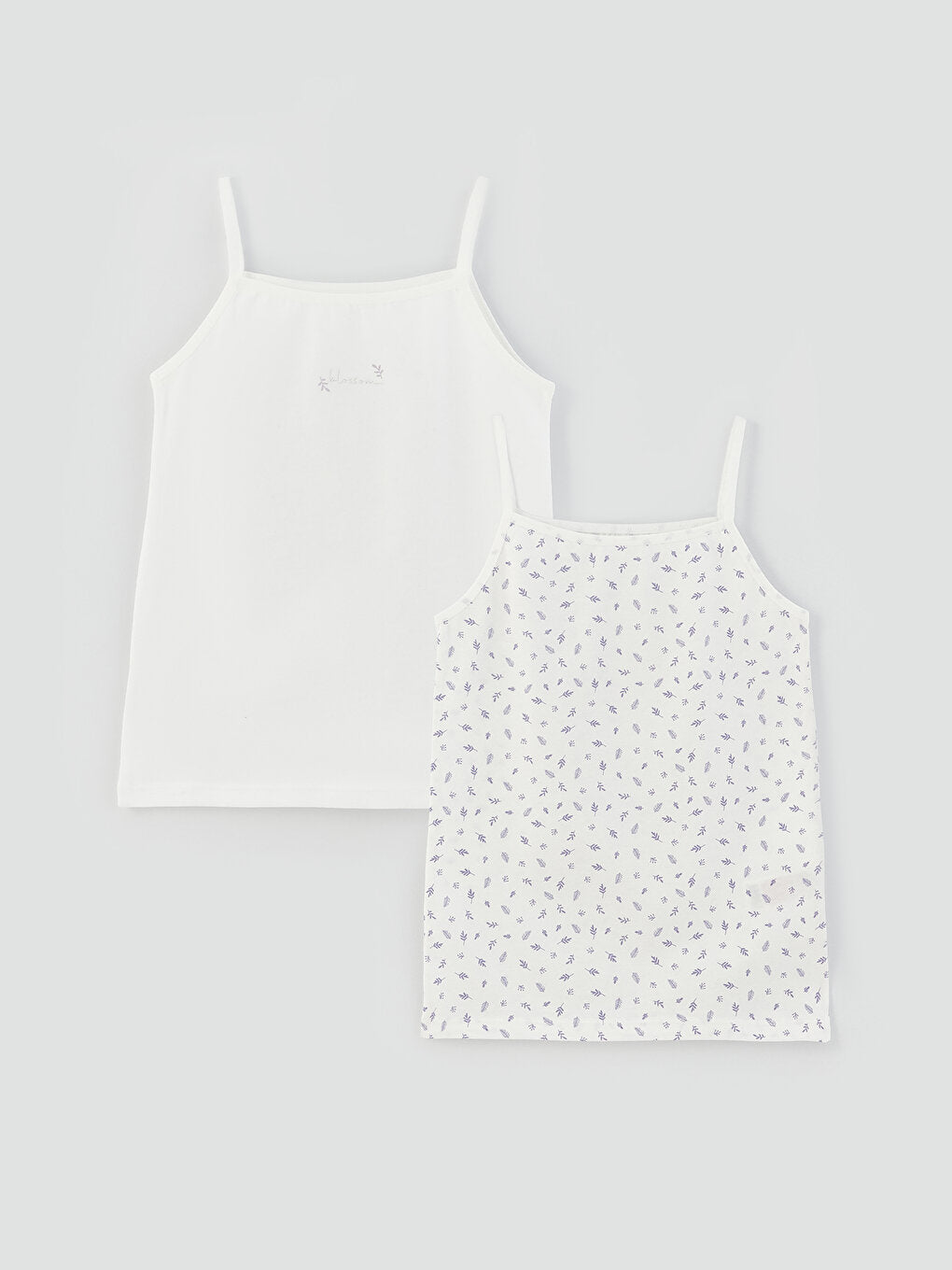 Square Neck Printed Strappy Girls Undershirt 2-pack