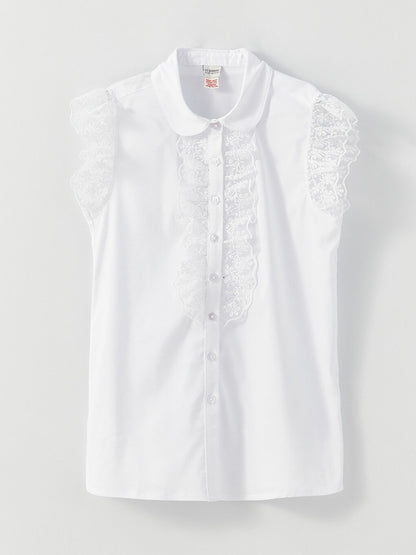 Lace Detailed Short Sleeve Girl's Shirt