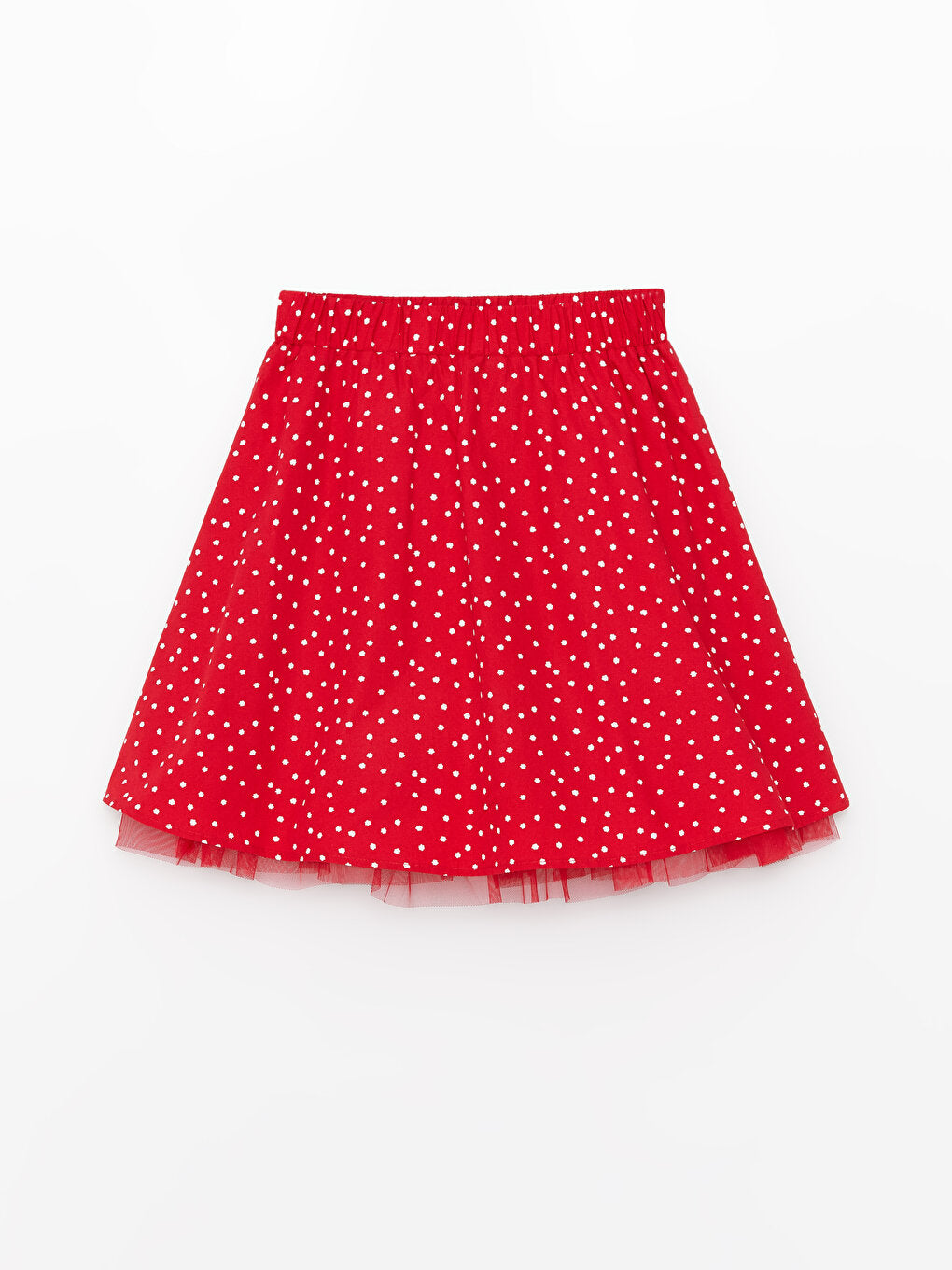 Patterned Girl's Flared Skirt with Elastic Waist