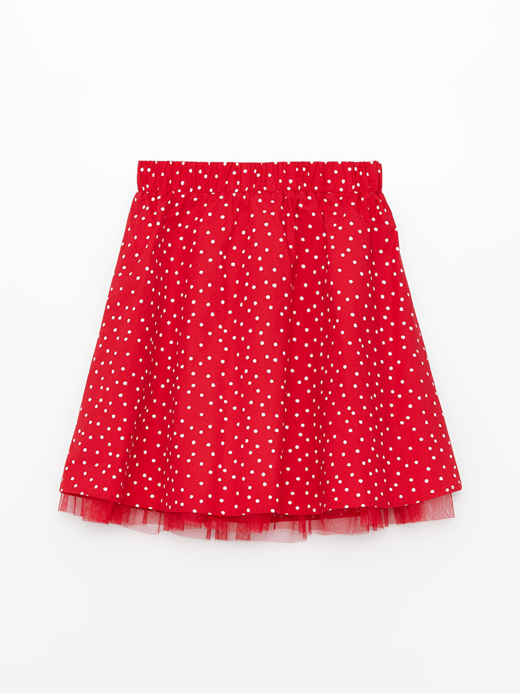 Patterned Girl's Flared Skirt with Elastic Waist