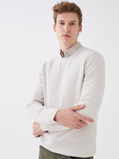 Crew Neck Long Sleeve Men's Knitwear Sweater