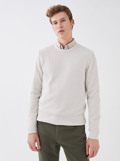 Crew Neck Long Sleeve Men's Knitwear Sweater