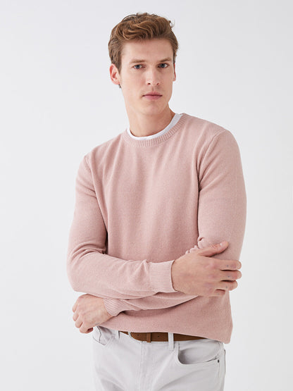 Crew Neck Long Sleeve Men's Knitwear Sweater