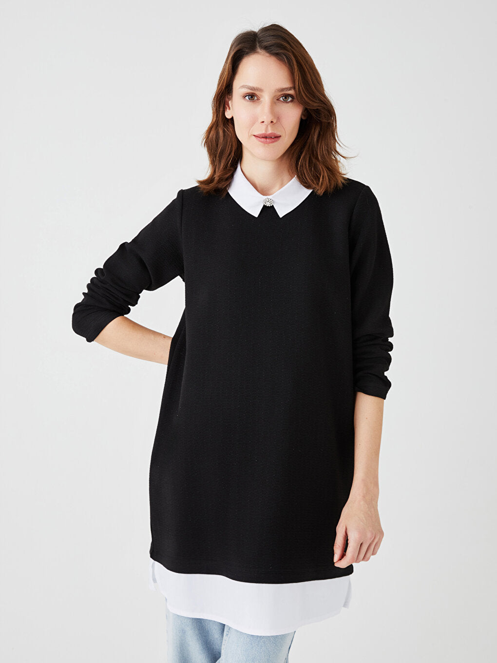 Plain Long Sleeve Women's Shirt Tunic