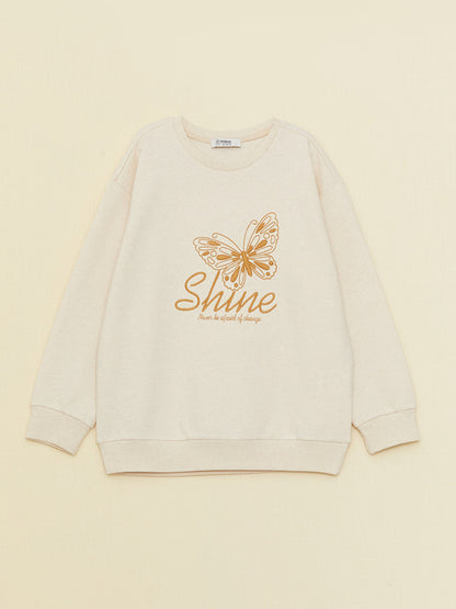 Crew Neck Embroidered Long Sleeve Girl's Sweatshirt