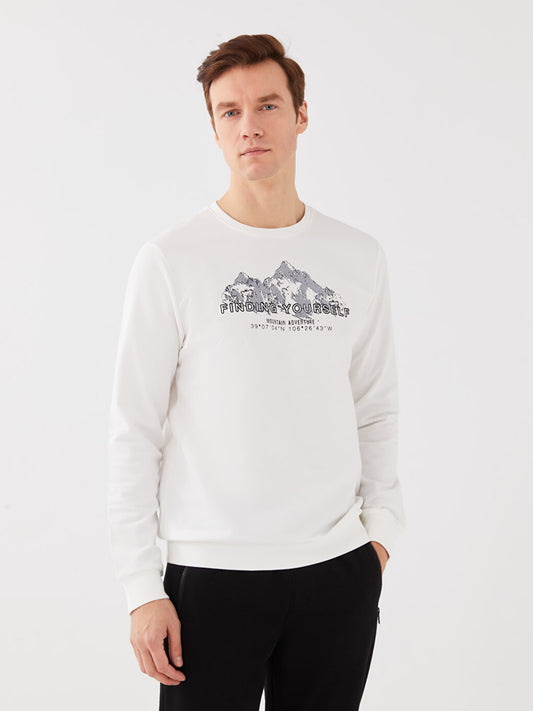 Crew Neck Long Sleeve Printed Men's Sweatshirt